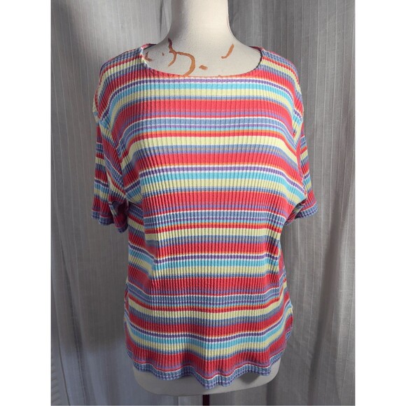 Blast Tops - Blast Blouse Size L Y2k Vintage Pastel Striped Textured Dark Academia